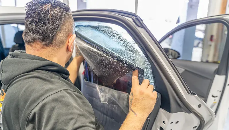 Automotive window film installation